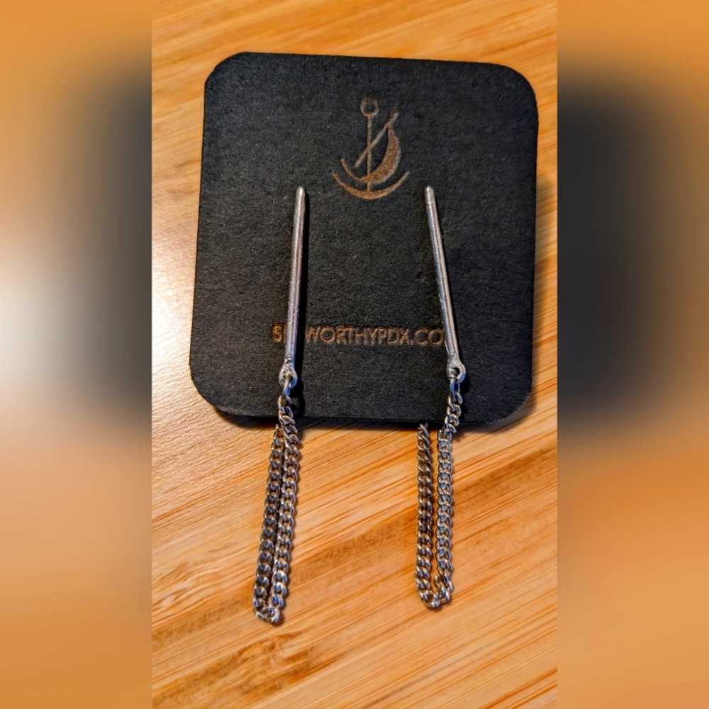 NWT Seaworthy Sterling Silver Bar & Chain Earrings
